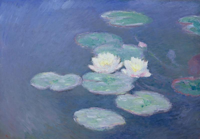Peinture de Claude Monet représentant les Nymphéas dans son jardin à Giverny, un artiste connu français emblématique de l'impressionnisme.